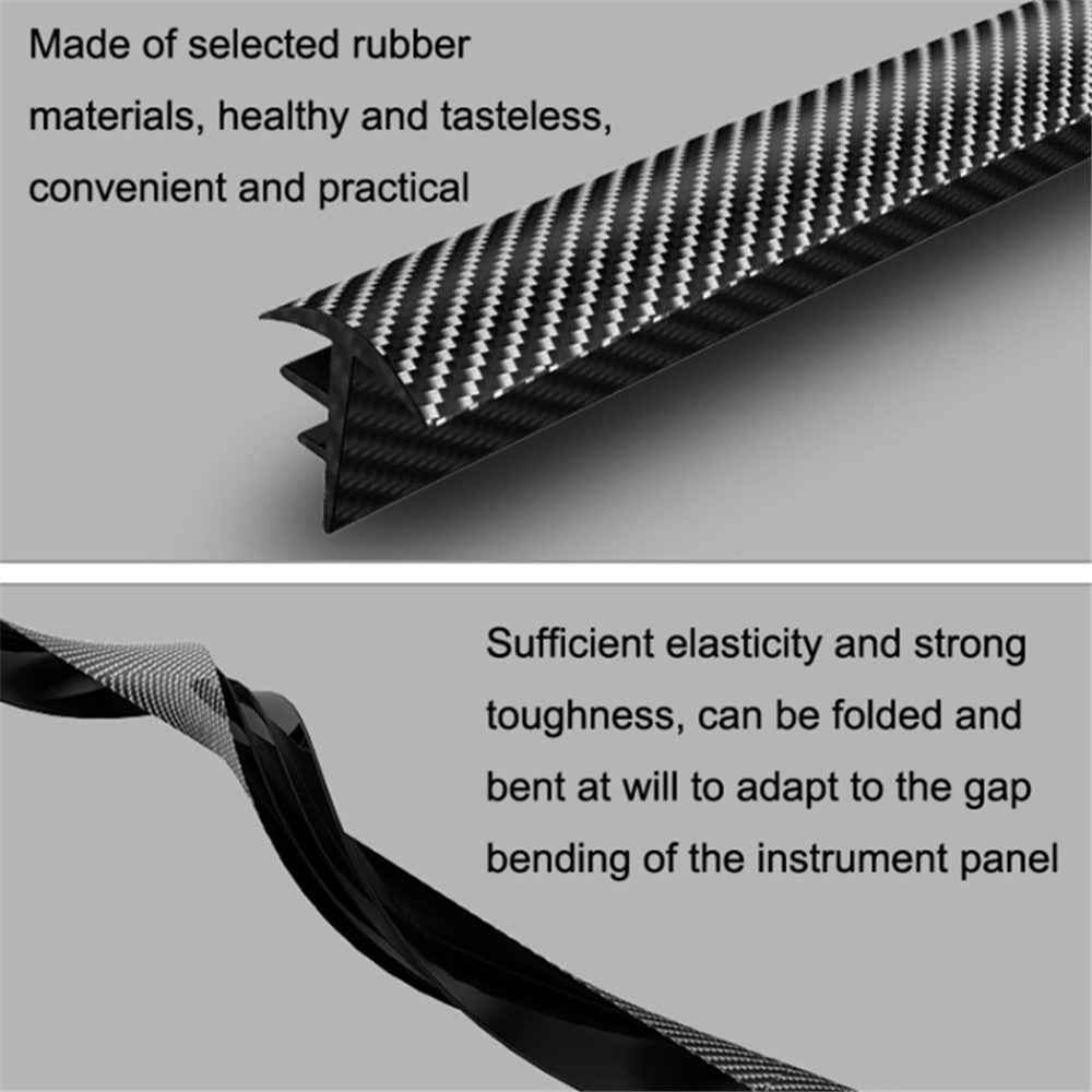 160cm Car Dashboard Seal Strip Soundproof Rubber Edges Sealing Strip - Carbon Fiber Texture
