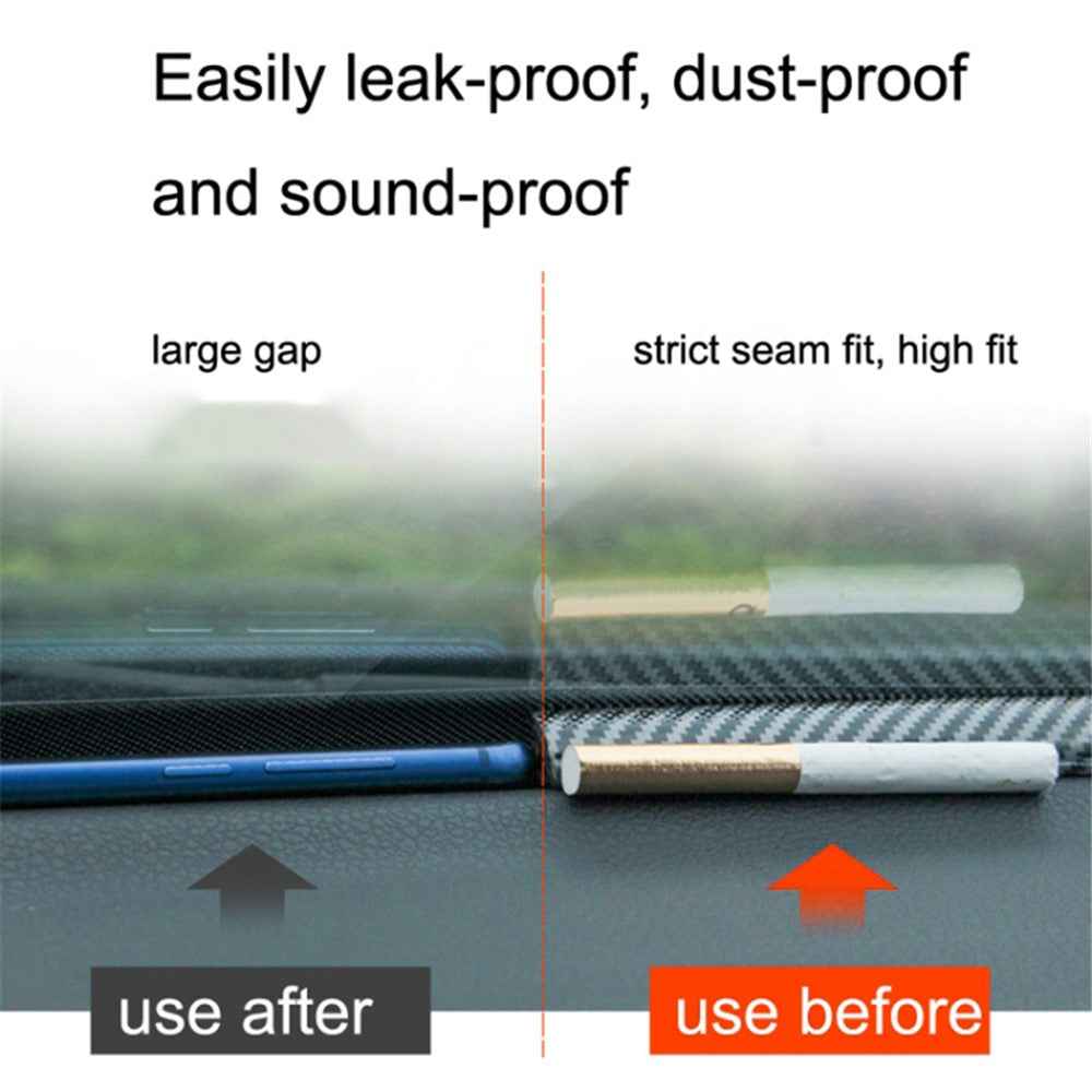 160cm Car Dashboard Seal Strip Soundproof Rubber Edges Sealing Strip - Carbon Fiber Texture