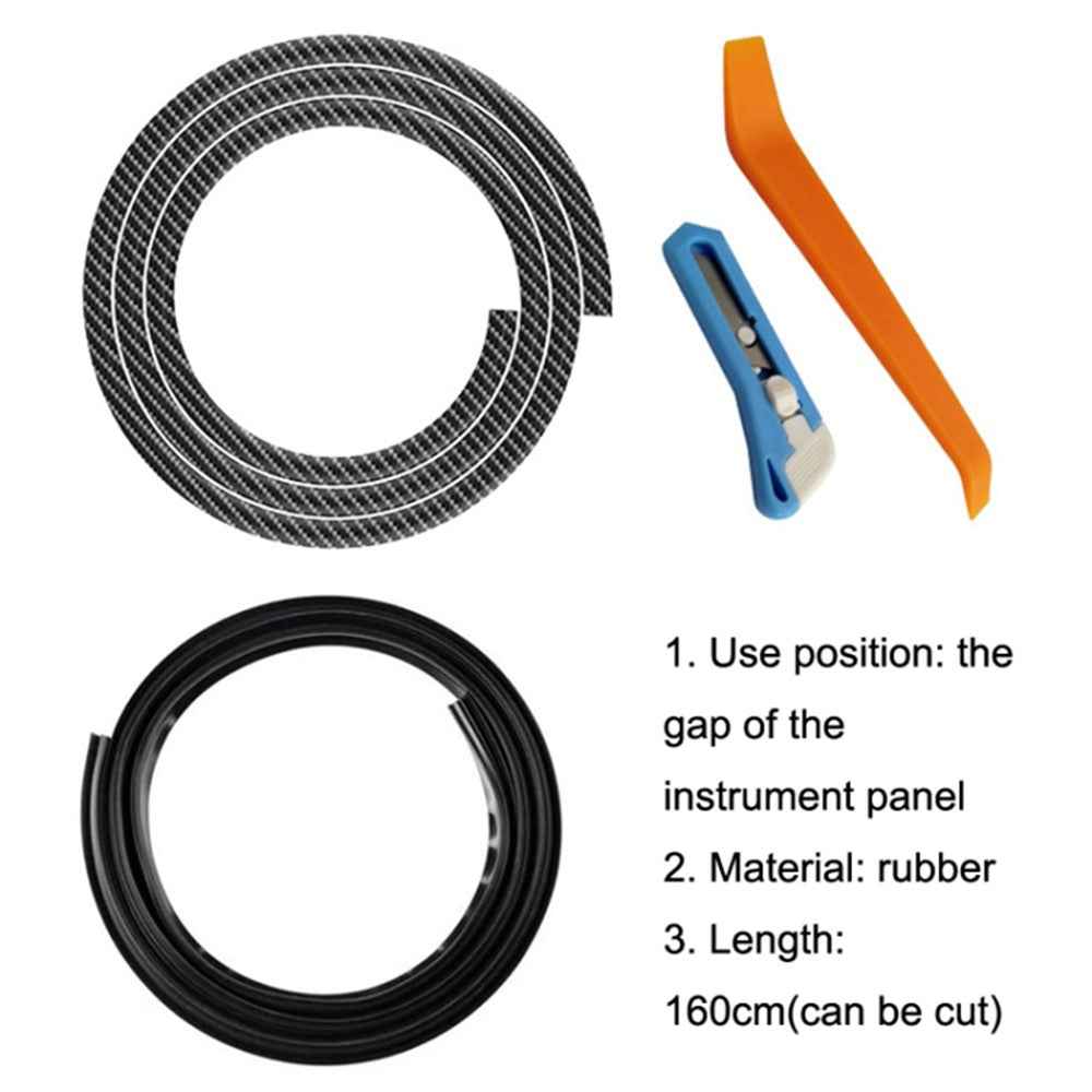 160cm Car Dashboard Seal Strip Soundproof Rubber Edges Sealing Strip - Carbon Fiber Texture