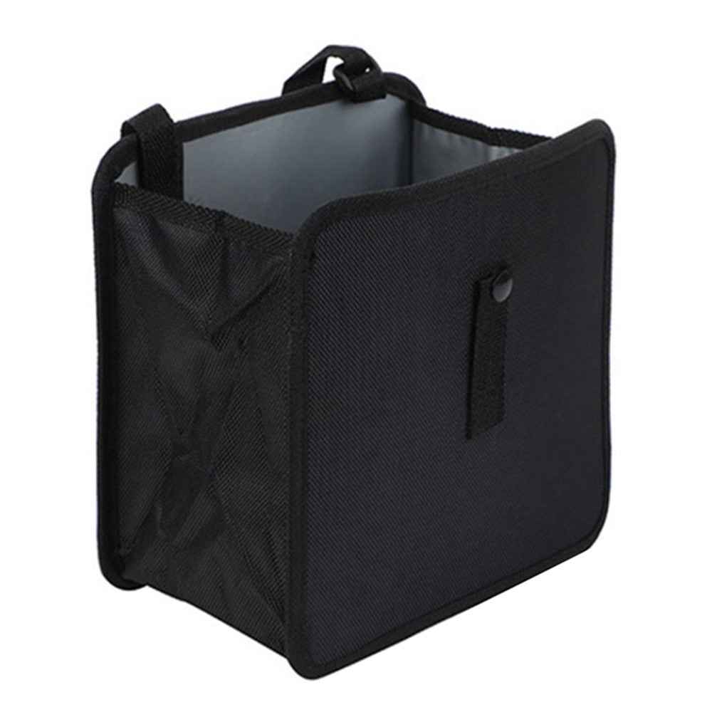 Car Trash Holder Storage Bag Foldable Car Seat Back Oxford Cloth Trash Bin - Black