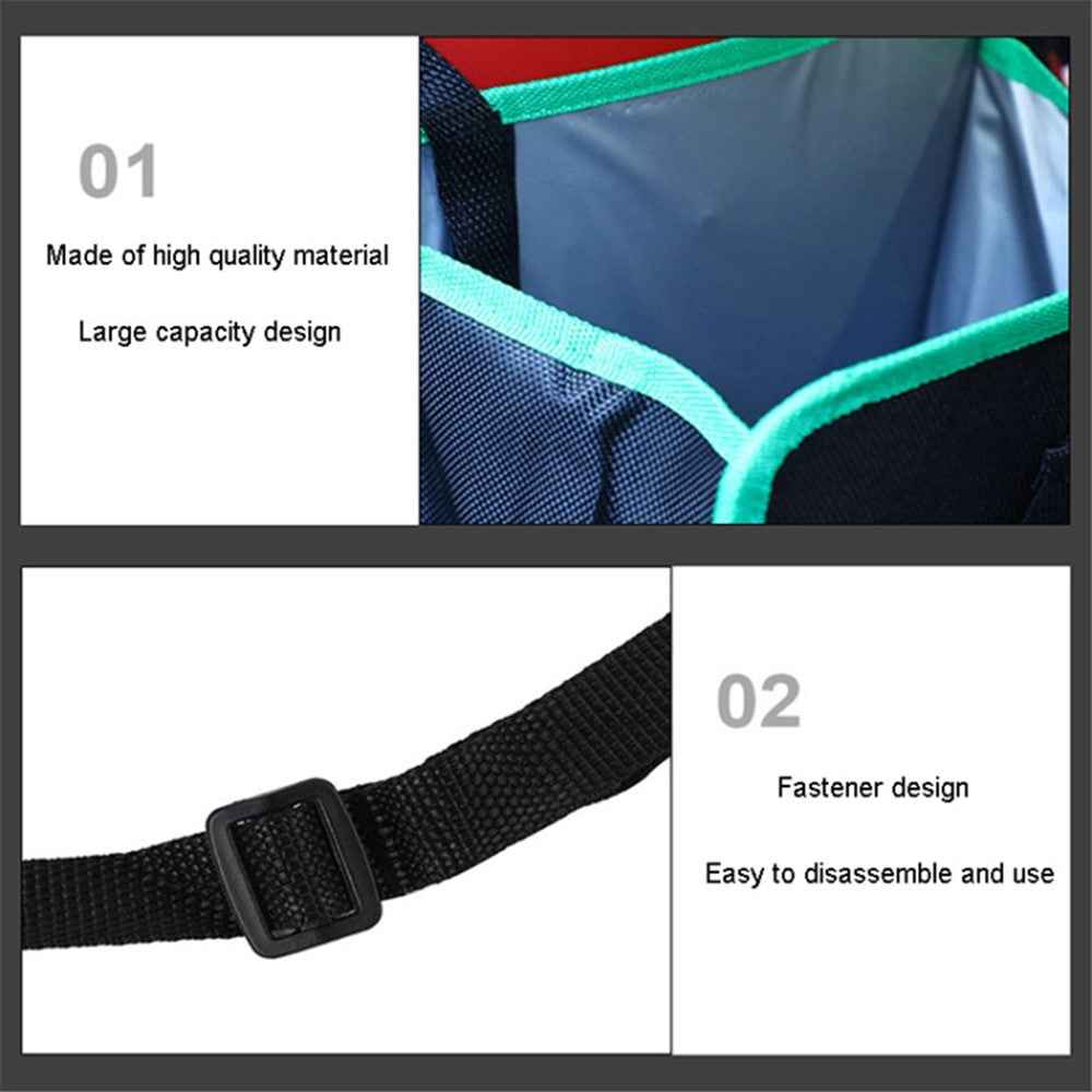Car Trash Holder Storage Bag Foldable Car Seat Back Oxford Cloth Trash Bin - Black