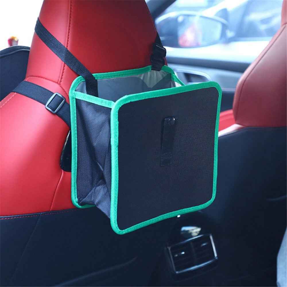 Car Trash Holder Storage Bag Foldable Car Seat Back Oxford Cloth Trash Bin - Grey