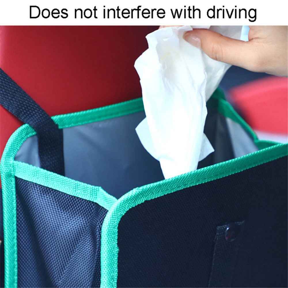 Car Trash Holder Storage Bag Foldable Car Seat Back Oxford Cloth Trash Bin - Green