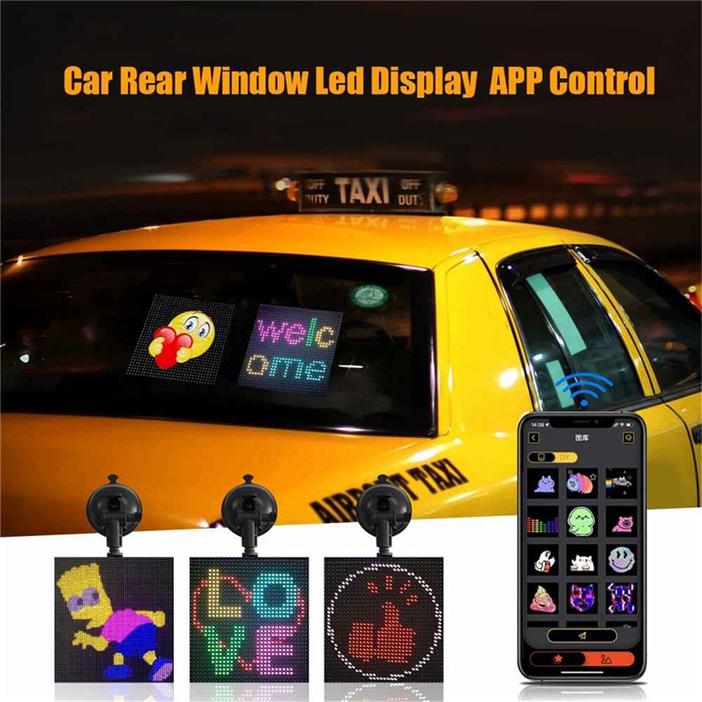 HCZ-01 Car LED Image Display Screen Bluetooth-compatible App Control Car Rear Window Message Board
