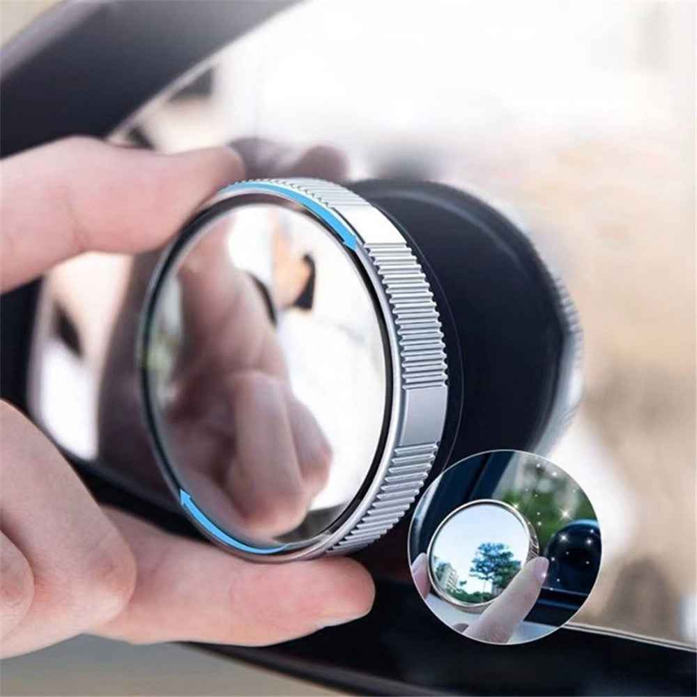 2Pcs Blind Spot Mirrors Rotating Automotive Side Blindspot Mirror for Car Waterproof HD Rear Glass - Silver