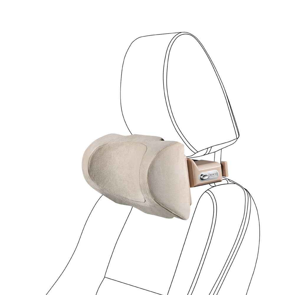 Position Adjustable Car Seat Neck Support Pillow Memory Foam Headrest Cushion - Apricot