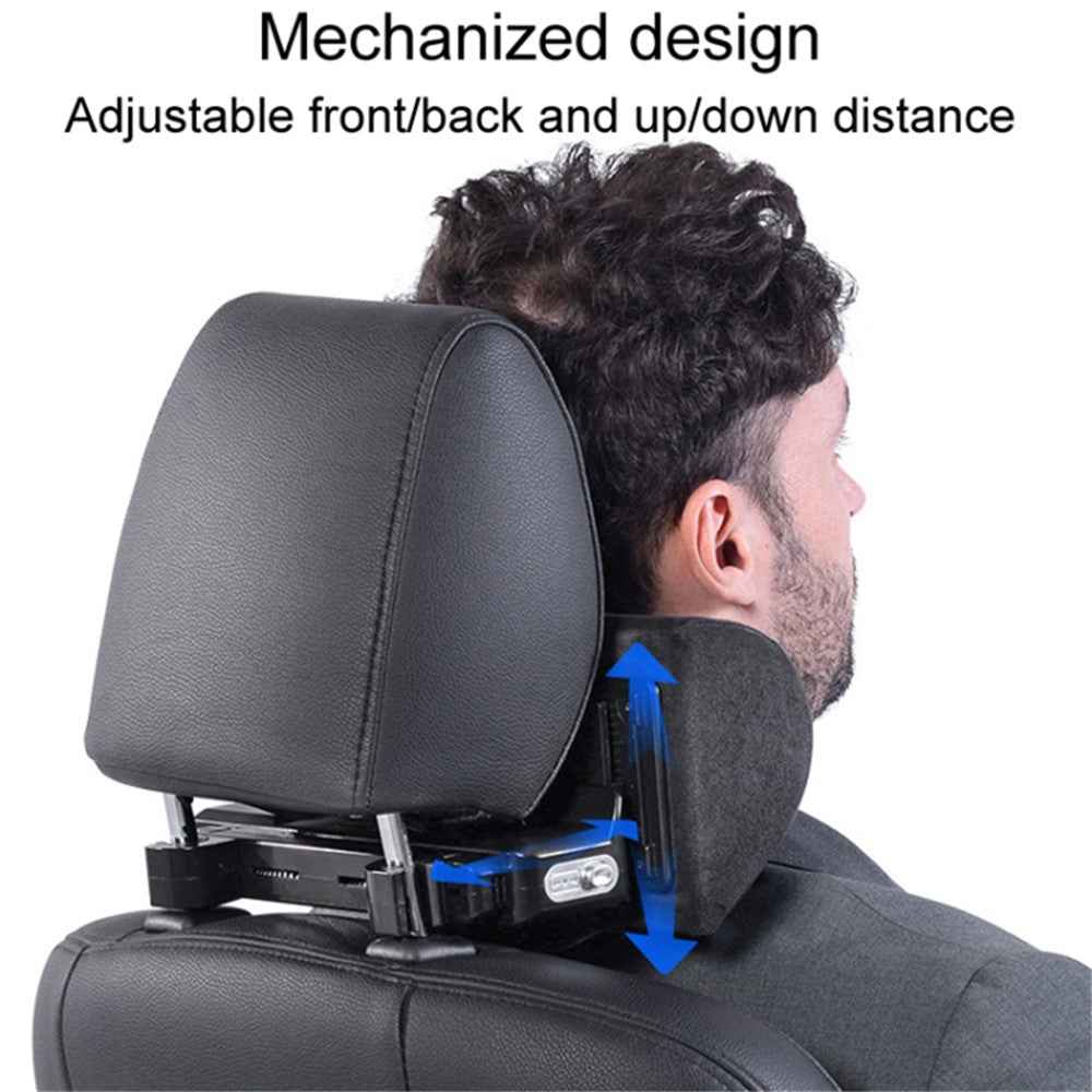 Position Adjustable Car Seat Neck Support Pillow Memory Foam Headrest Cushion - Brown
