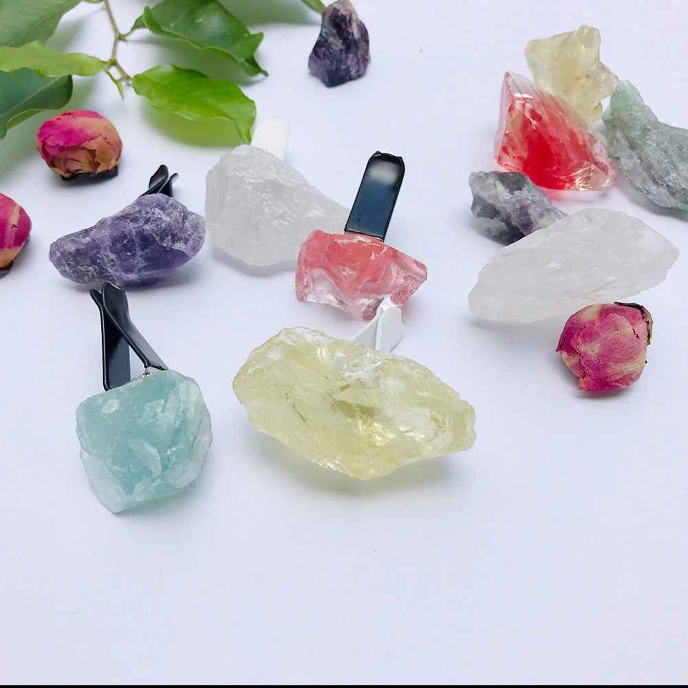 Crystal Stone Car Air Vent Clips Car Decoration Ornament for Women Car Interior Accessory - White