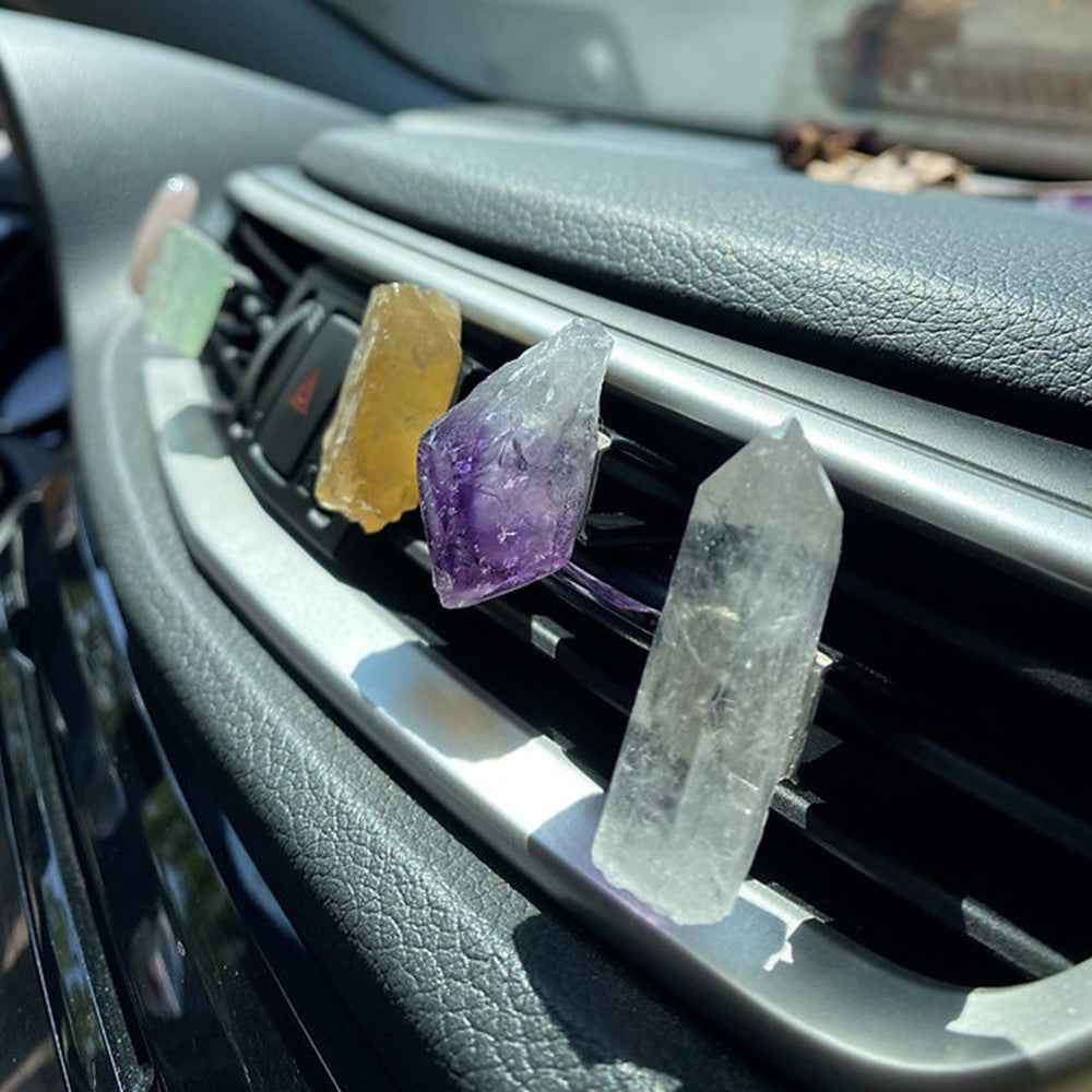 Crystal Stone Car Air Vent Clips Car Decoration Ornament for Women Car Interior Accessory - Amethyst