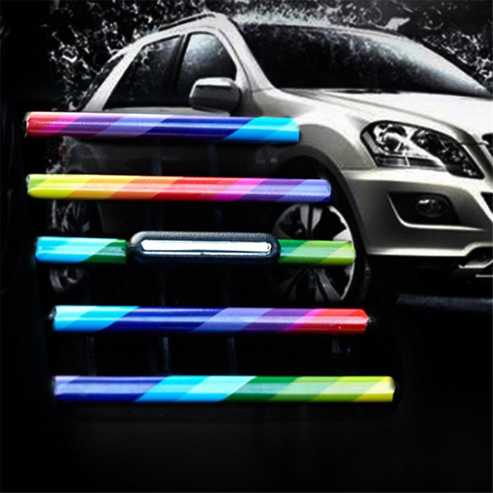 10Pcs Car Air Outlet Decorative Strips Vehicle Trim Air Vent Flexible PVC Decor Strips - Electroplating Silver