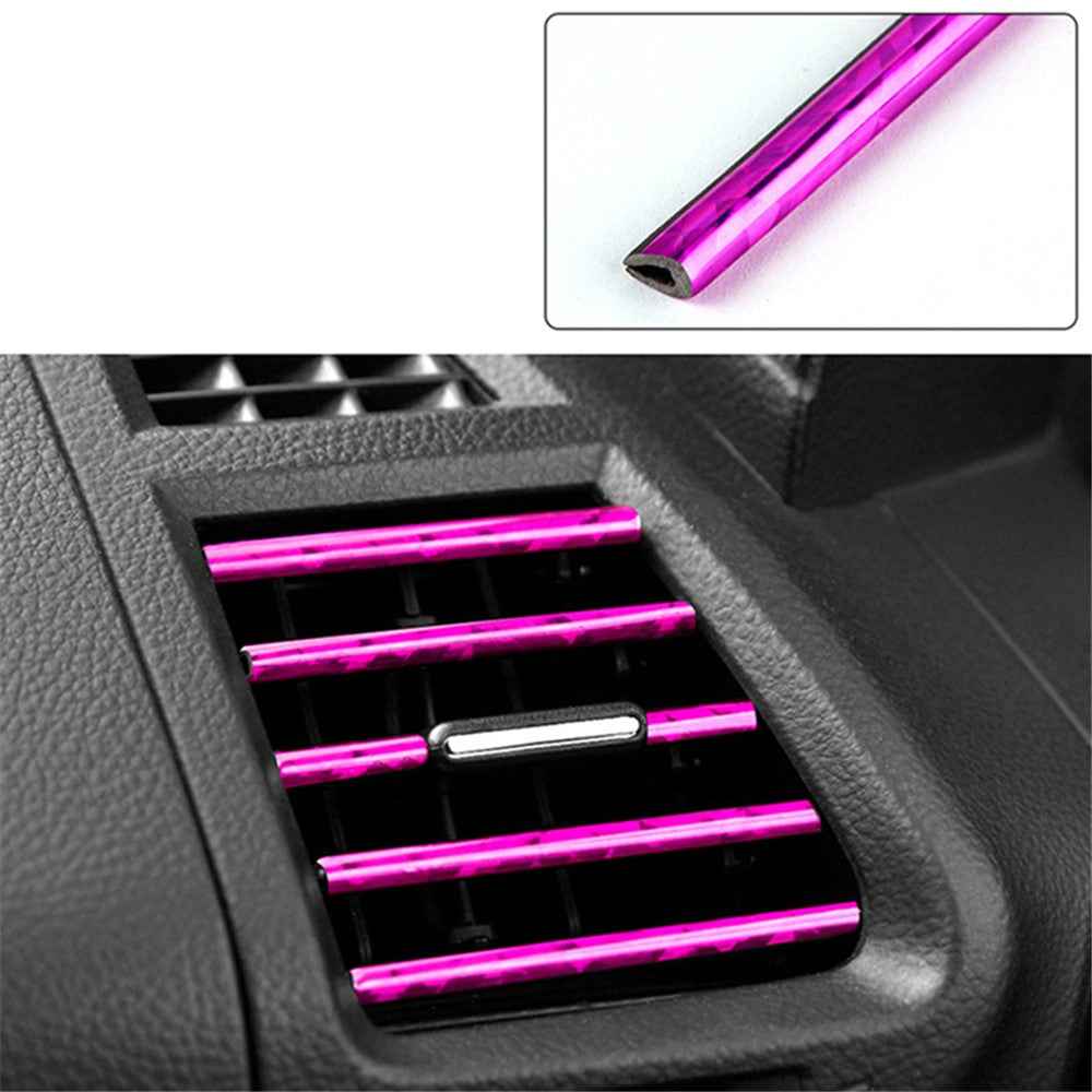 10Pcs Car Air Outlet Decorative Strips Vehicle Trim Air Vent Flexible PVC Decor Strips - Purple