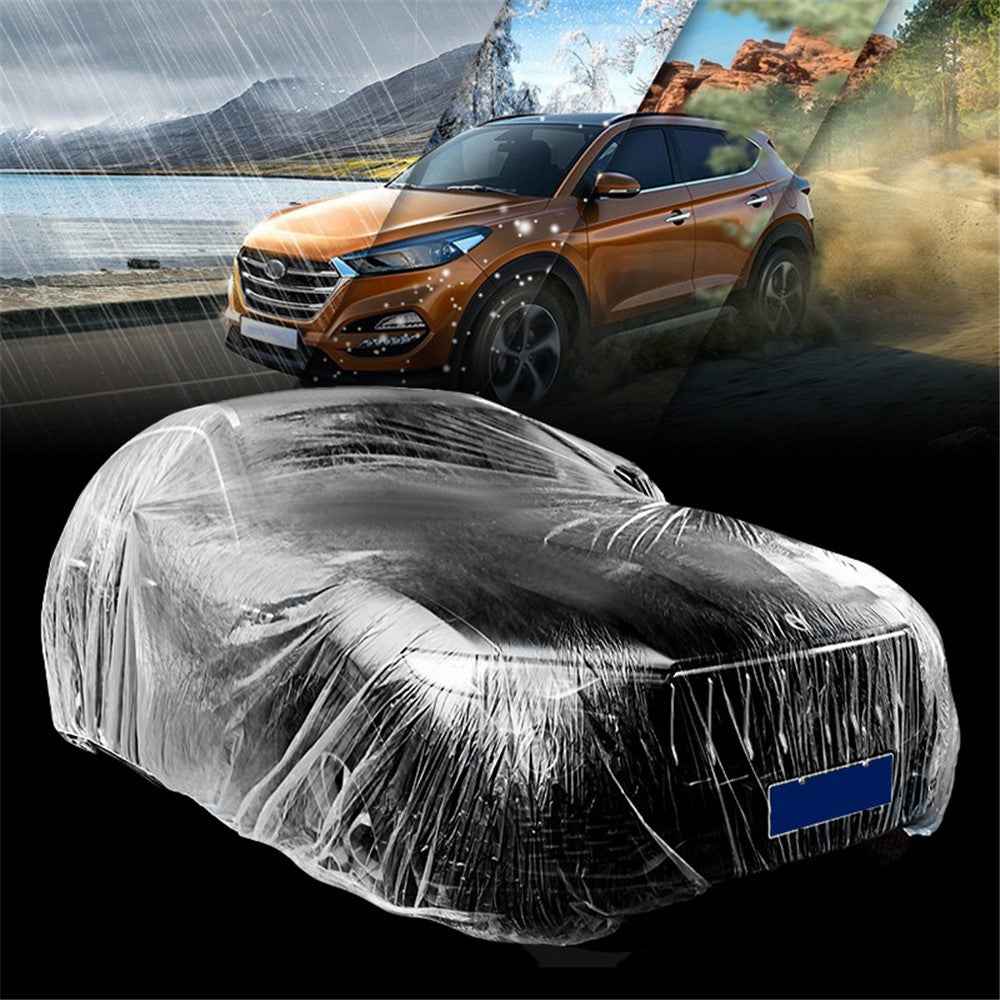 BY-004 Disposable PE Car Cover Universal Rain Dust Garage Cover with Elastic Band (Basic Version), Size: M