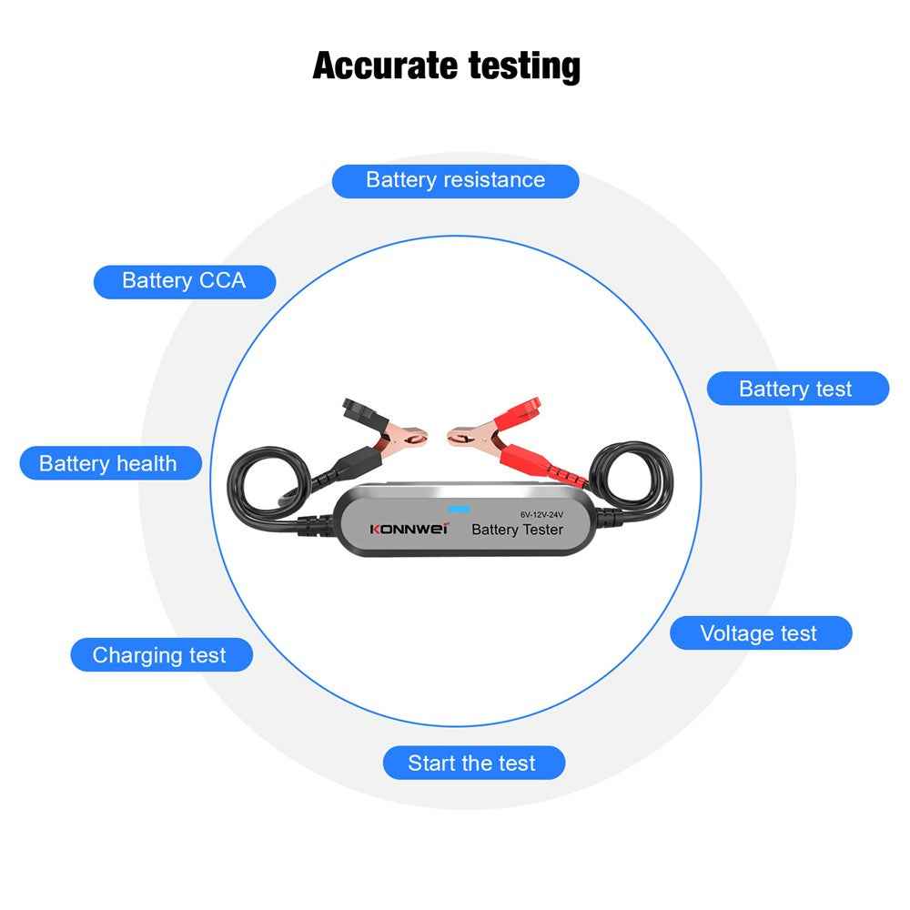 KONNWEI BK200 Multi-Function Bluetooth-compatible Battery Tester for Car Truck Motorcycle SUV Boat Yacht 6V 12V 24V Battery Tester - Silver