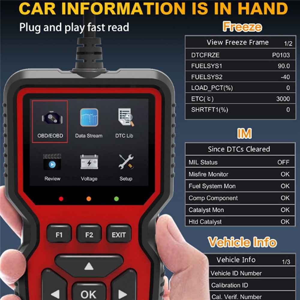 V519 2.8-inch Car Fault Diagnostic Instrument Engine Fault Reading Data Diagnostic Detector Tool
