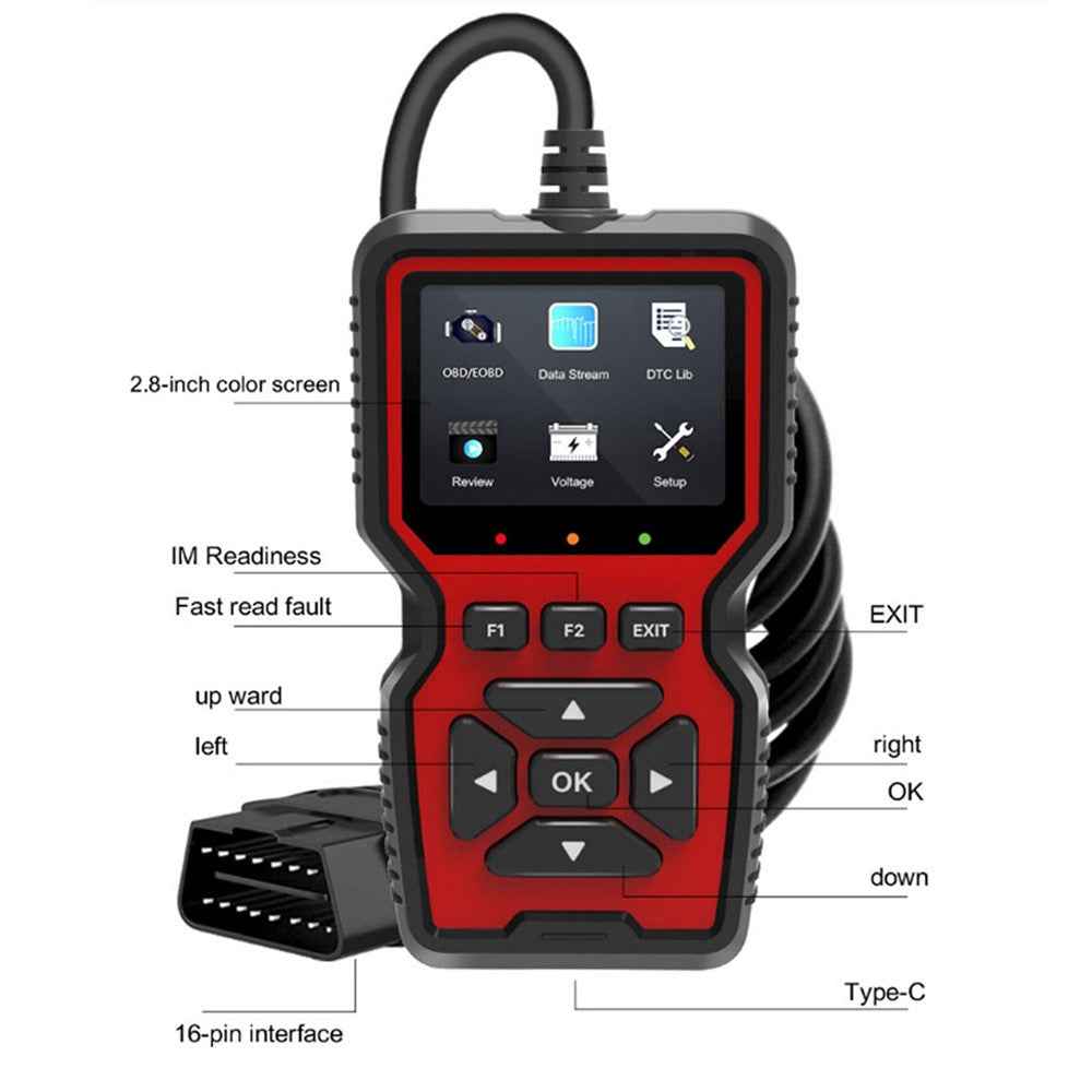 V519 2.8-inch Car Fault Diagnostic Instrument Engine Fault Reading Data Diagnostic Detector Tool