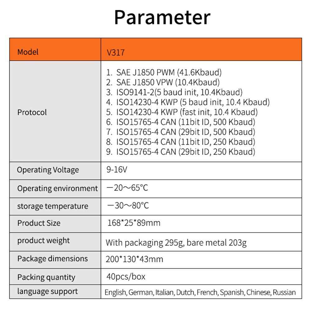 V317 OBD II Diagnostic Car Fault Detector Engine Tester Tool elm327 Car Reading Code Card Car Diagnostic Instrument