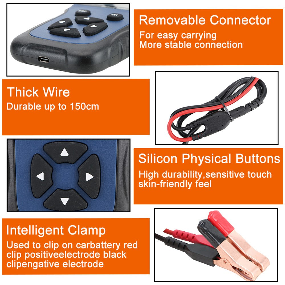 V311B 12V CCA Battery Tester 2.8-Inch Screen Digital Analyzer Test Tool for Car / Boat / Motorcycle