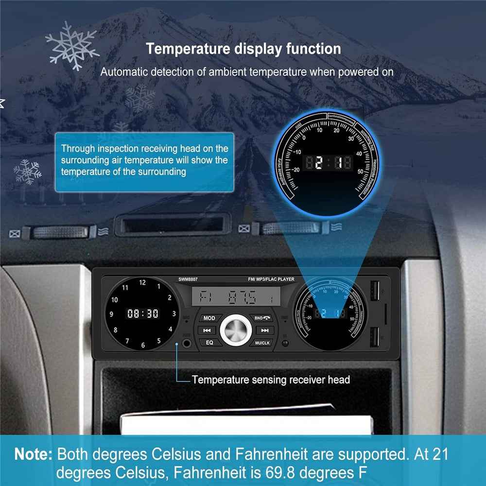 8807 Universal Car Bluetooth-compatible Player USB TF Card TF Radio Lossless Music MP3 Player