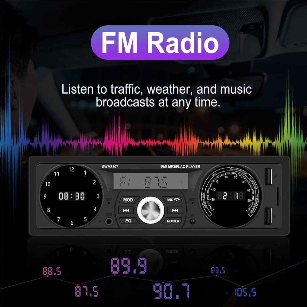 8807 Universal Car Bluetooth-compatible Player USB TF Card TF Radio Lossless Music MP3 Player