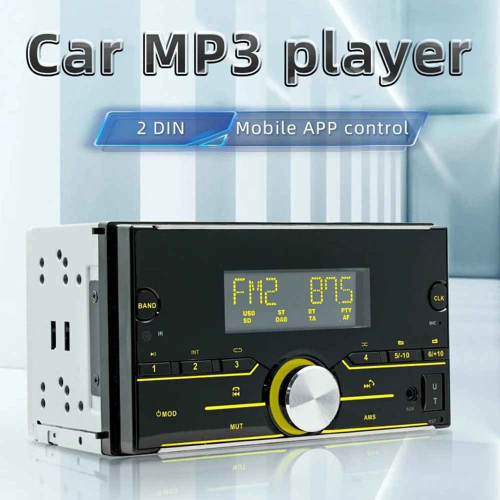 S3710 Dual Din 12V Car MP3 Player Colorful Lights Bluetooth-compatible TF Card USB FM Radio Amplifier