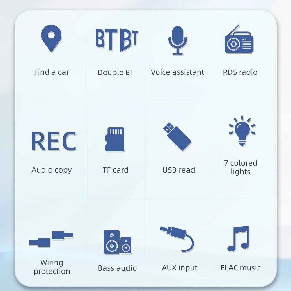 S3710 Dual Din 12V Car MP3 Player Colorful Lights Bluetooth-compatible TF Card USB FM Radio Amplifier