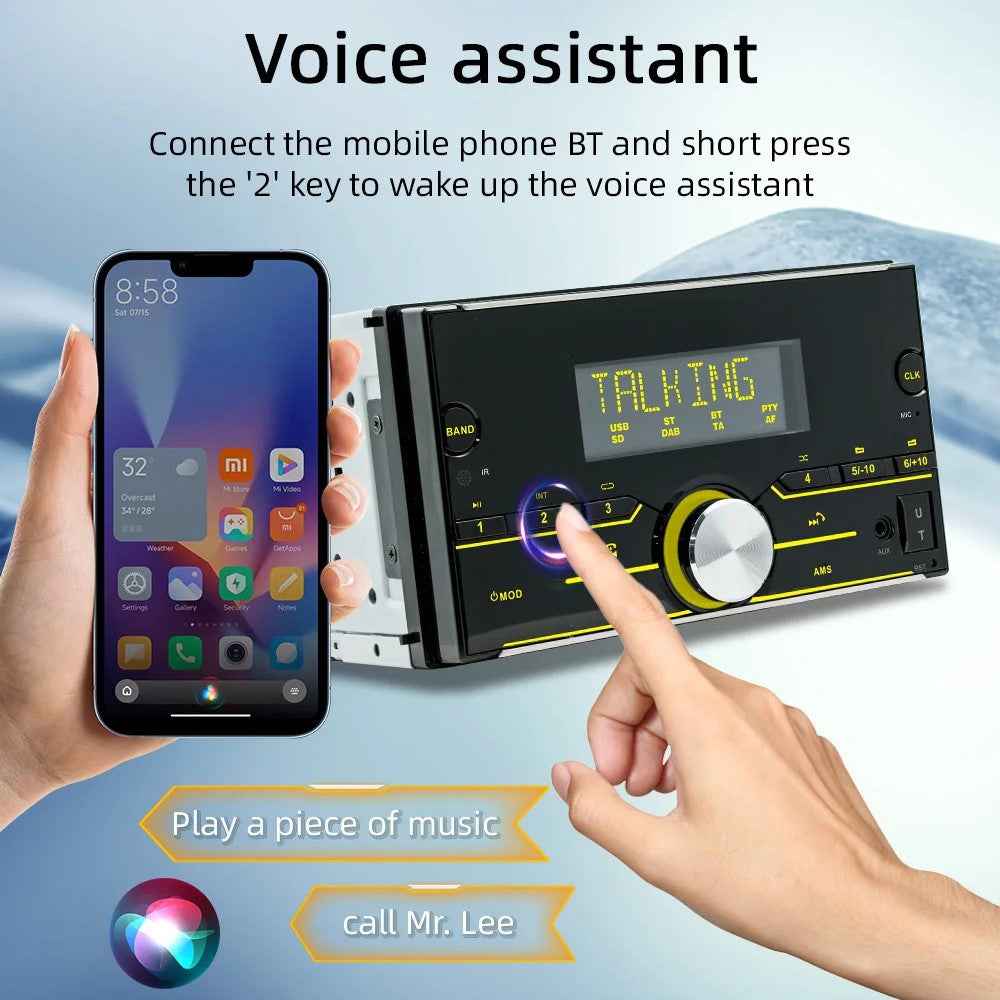 S3710 Dual Din 12V Car MP3 Player Colorful Lights Bluetooth-compatible TF Card USB FM Radio Amplifier