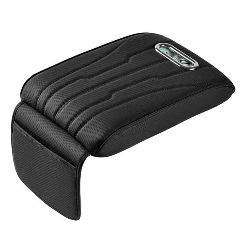 FSX001 Leather+Memory Foam Car Armrest Box Heighten Pad Car Armrest Box Cover Tissue Box - Black