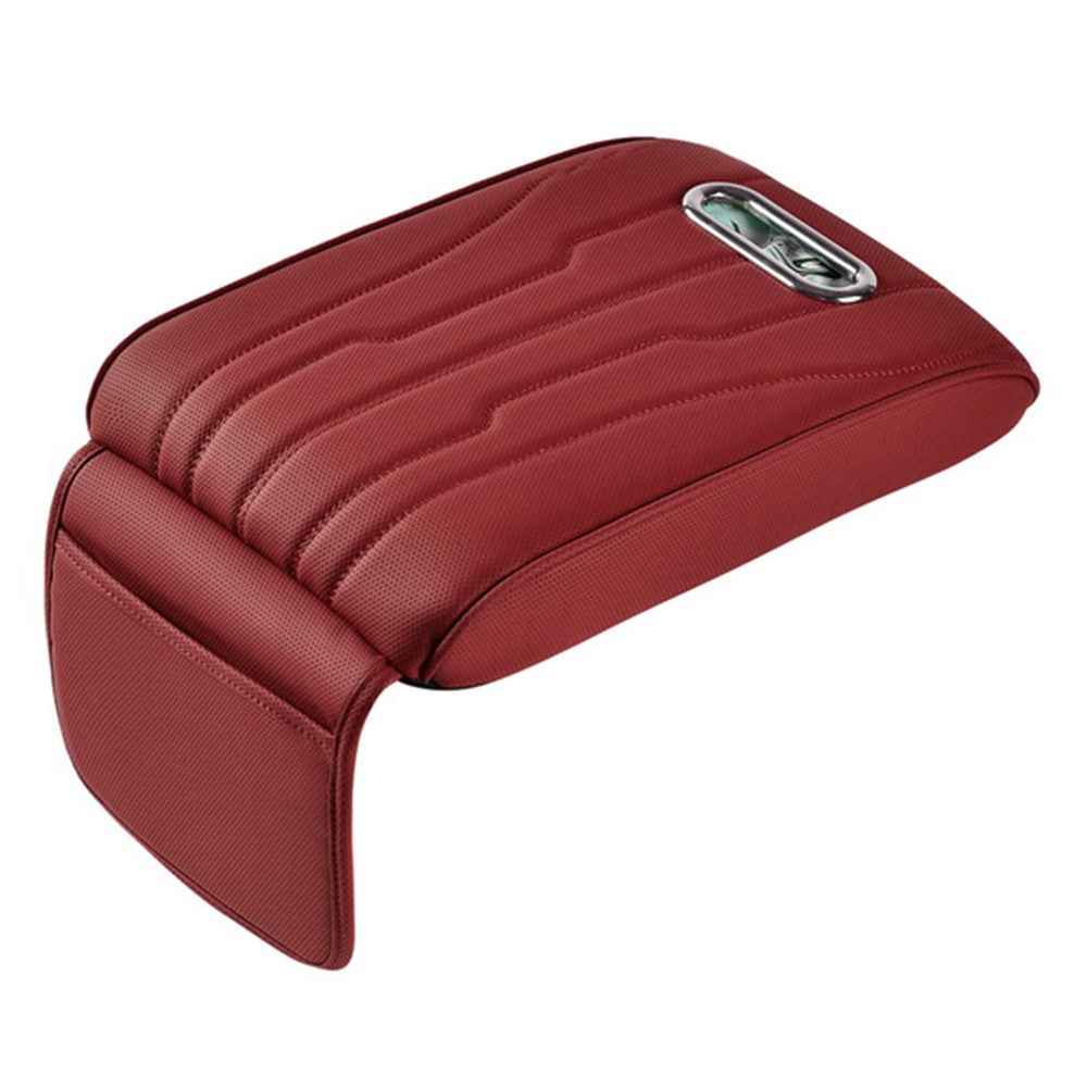 FSX001 Leather+Memory Foam Car Armrest Box Heighten Pad Car Armrest Box Cover Tissue Box - Red