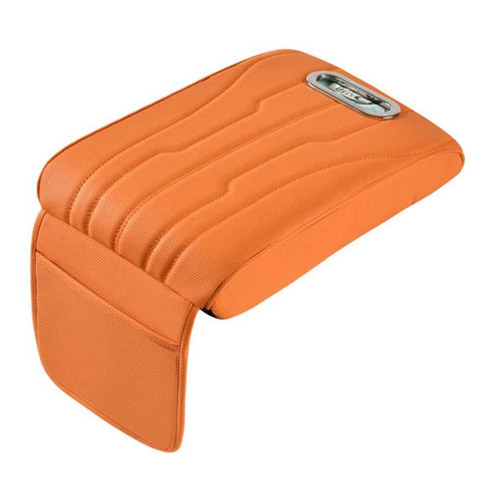FSX001 Leather+Memory Foam Car Armrest Box Heighten Pad Car Armrest Box Cover Tissue Box - Orange