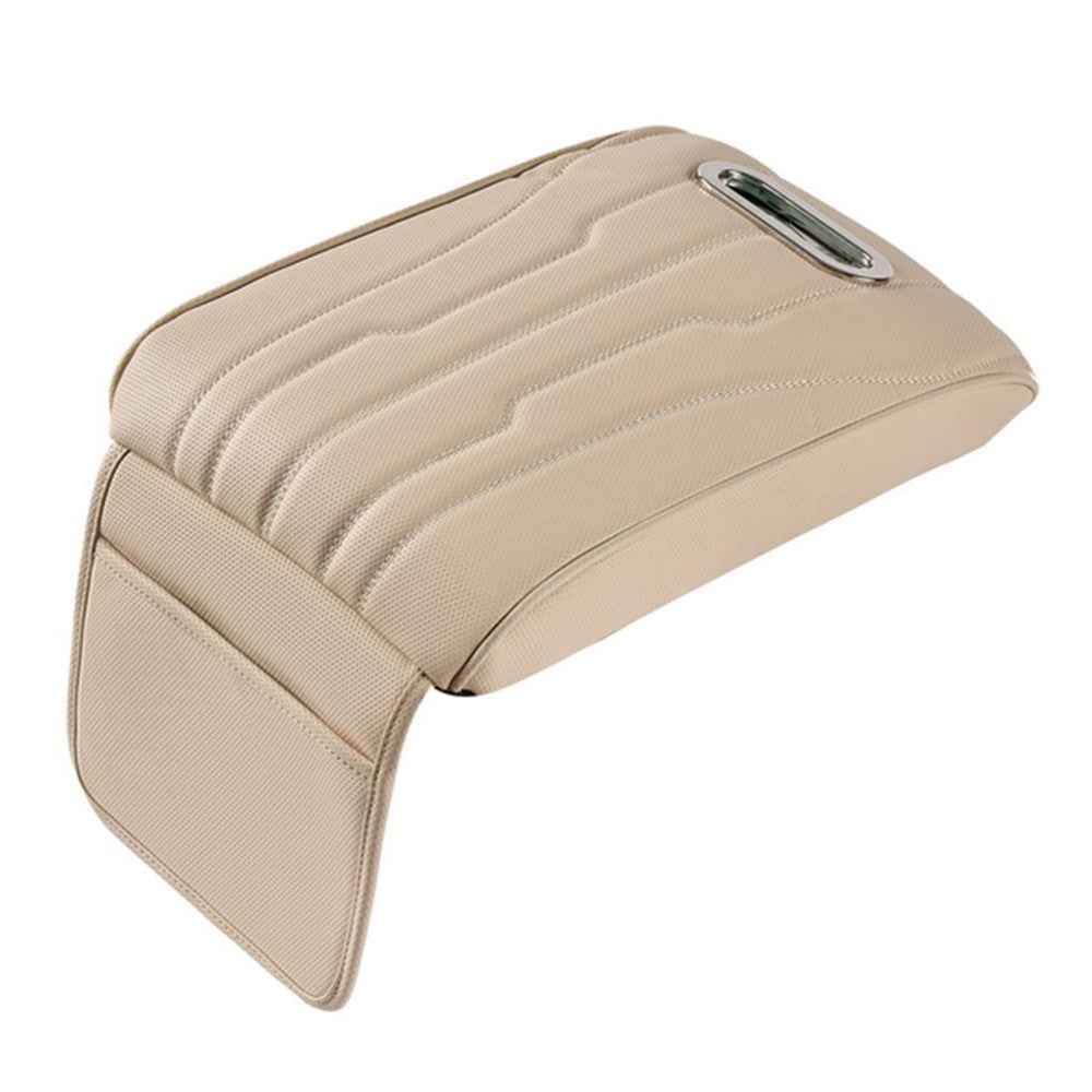FSX001 Leather+Memory Foam Car Armrest Box Heighten Pad Car Armrest Box Cover Tissue Box - Beige