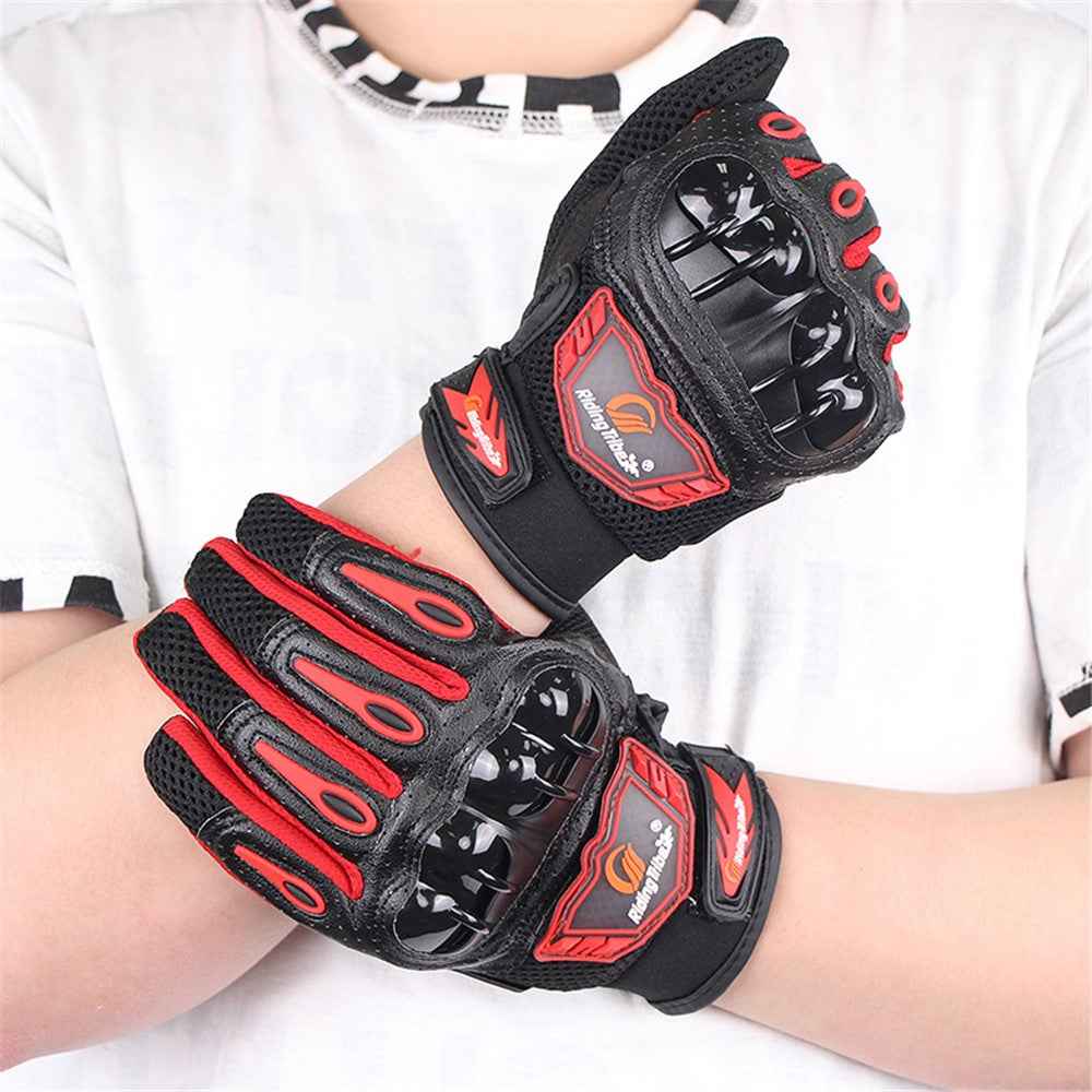RIDING TRIBE MCS-47 Anti-Slip Motorcycle Riding Full Finger Gloves for Cycling Motorbike Sports - Red/M