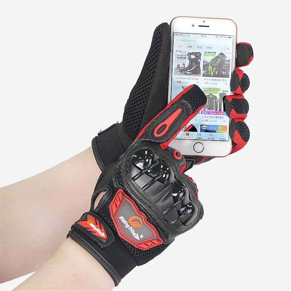 RIDING TRIBE MCS-47 Anti-Slip Motorcycle Riding Full Finger Gloves for Cycling Motorbike Sports - Black/XXL