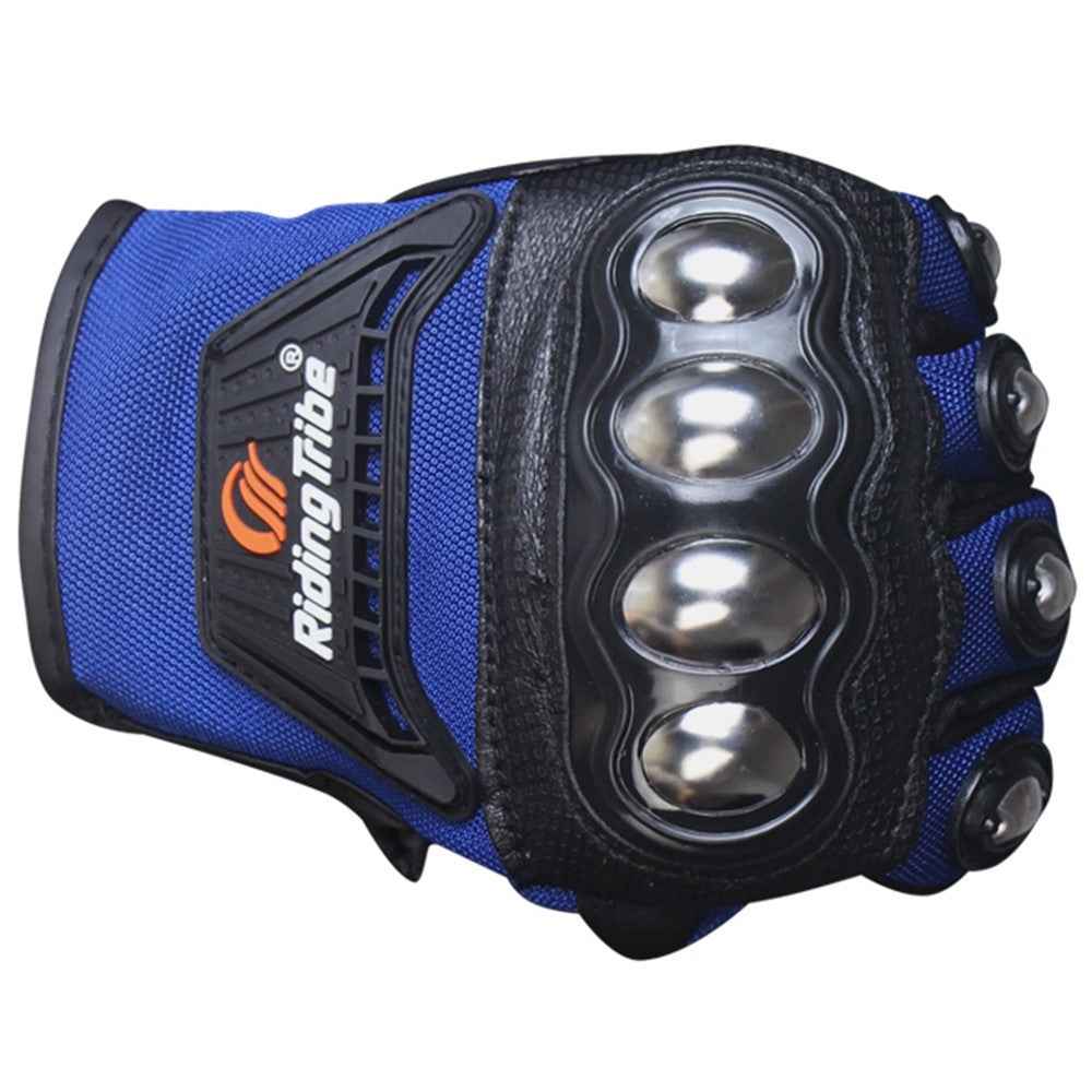 RIDING TRIBE MCS-29B Anti-fall Anti-slip Motorcycle Riding Gloves Outdoor Motocross Breathable Touch Screen Full Finger Gloves - Blue/L