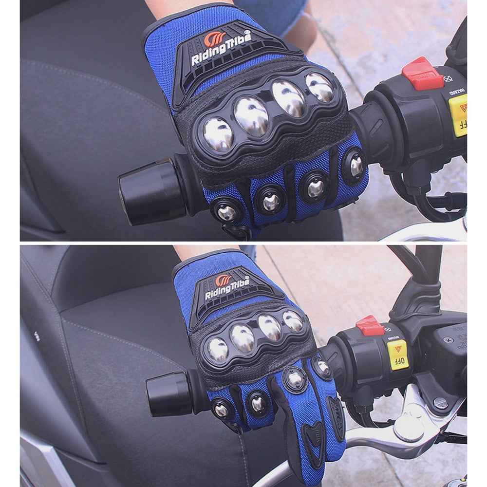 RIDING TRIBE MCS-29B Anti-fall Anti-slip Motorcycle Riding Gloves Outdoor Motocross Breathable Touch Screen Full Finger Gloves - Blue/XL