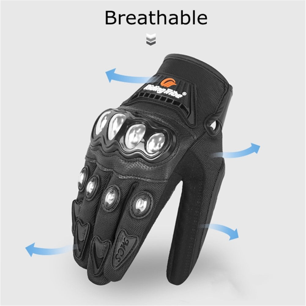RIDING TRIBE MCS-29B Anti-fall Anti-slip Motorcycle Riding Gloves Outdoor Motocross Breathable Touch Screen Full Finger Gloves - Blue/XXL