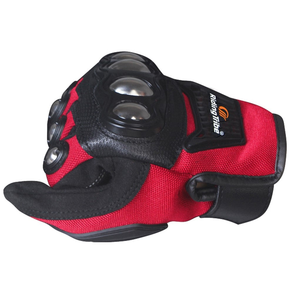 RIDING TRIBE MCS-29B Anti-fall Anti-slip Motorcycle Riding Gloves Outdoor Motocross Breathable Touch Screen Full Finger Gloves - Red/L