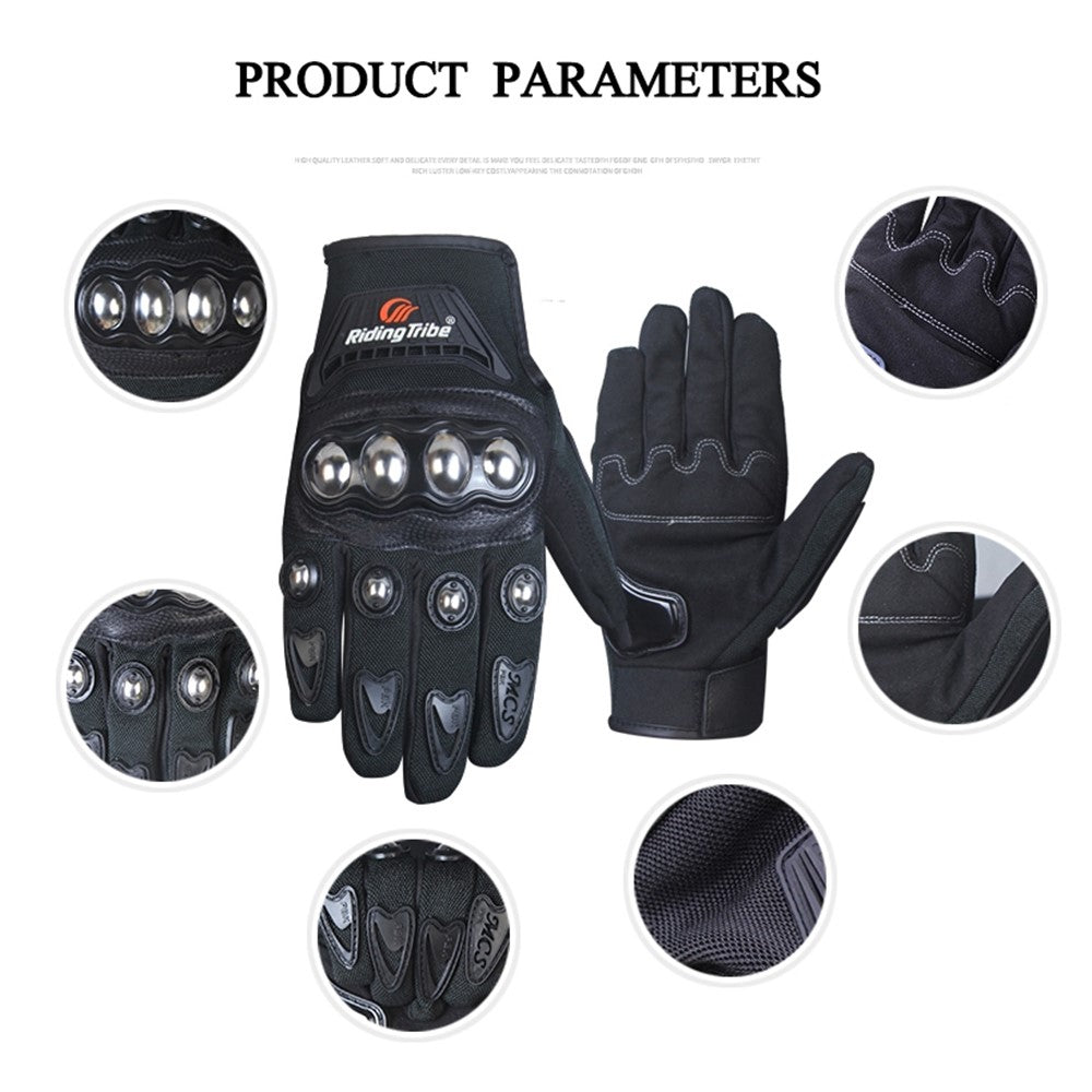 RIDING TRIBE MCS-29B Anti-fall Anti-slip Motorcycle Riding Gloves Outdoor Motocross Breathable Touch Screen Full Finger Gloves - Red/XL