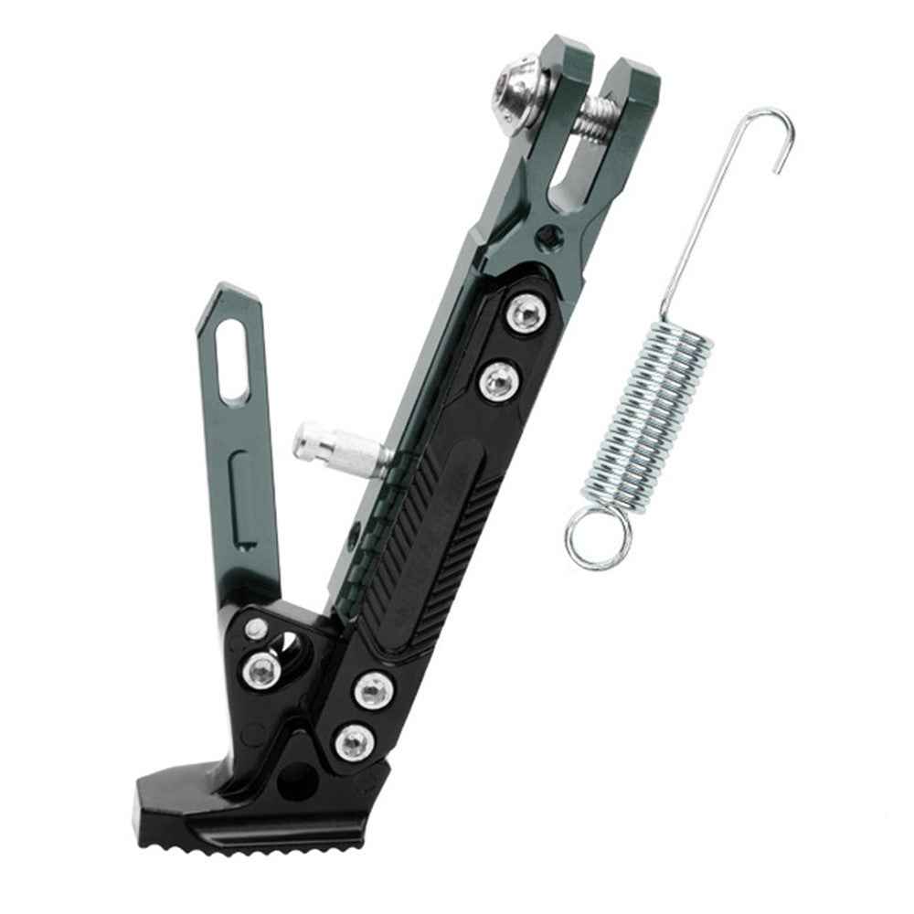 Motorcycle Aluminum Alloy CNC Side Foot Stand Parking Support Adjustable Kickstand - Titanium Grey