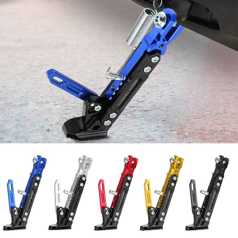 Motorcycle Aluminum Alloy CNC Side Foot Stand Parking Support Adjustable Kickstand - Titanium Grey