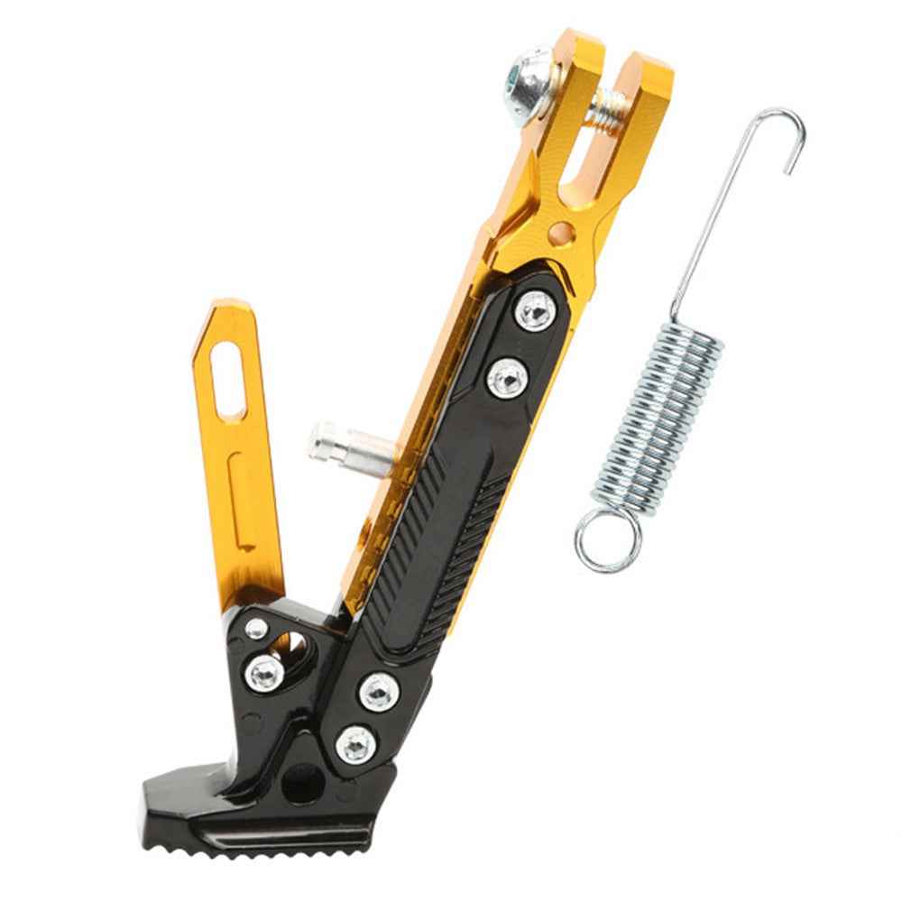 Motorcycle Aluminum Alloy CNC Side Foot Stand Parking Support Adjustable Kickstand - Gold