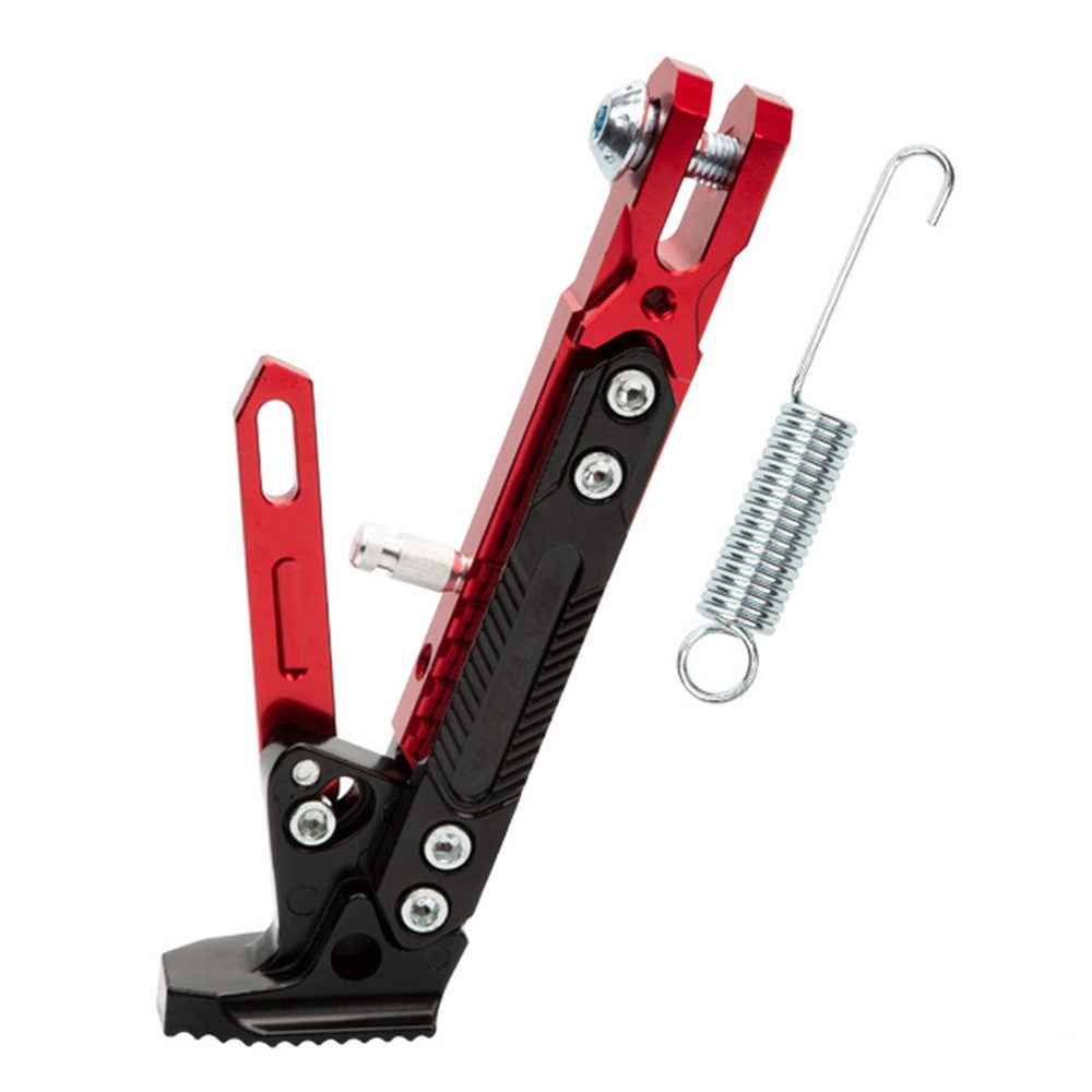 Motorcycle Aluminum Alloy CNC Side Foot Stand Parking Support Adjustable Kickstand - Red