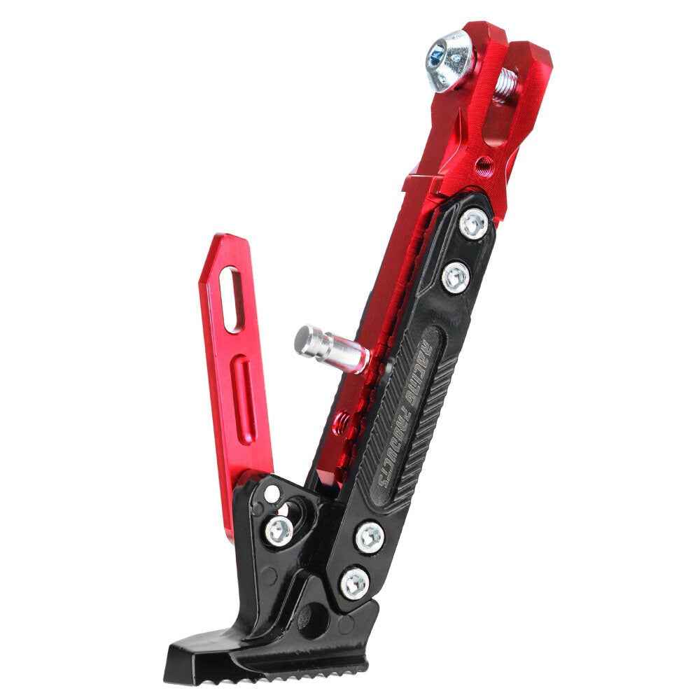Motorcycle Aluminum Alloy CNC Side Foot Stand Parking Support Adjustable Kickstand - Red