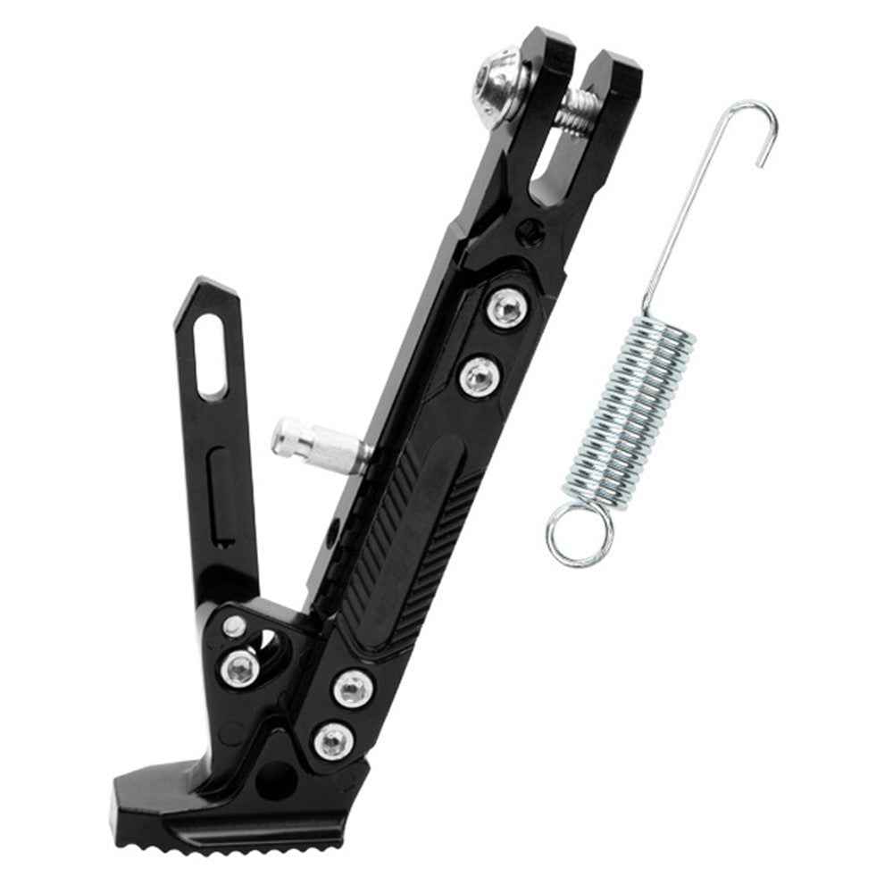 Motorcycle Aluminum Alloy CNC Side Foot Stand Parking Support Adjustable Kickstand - Black