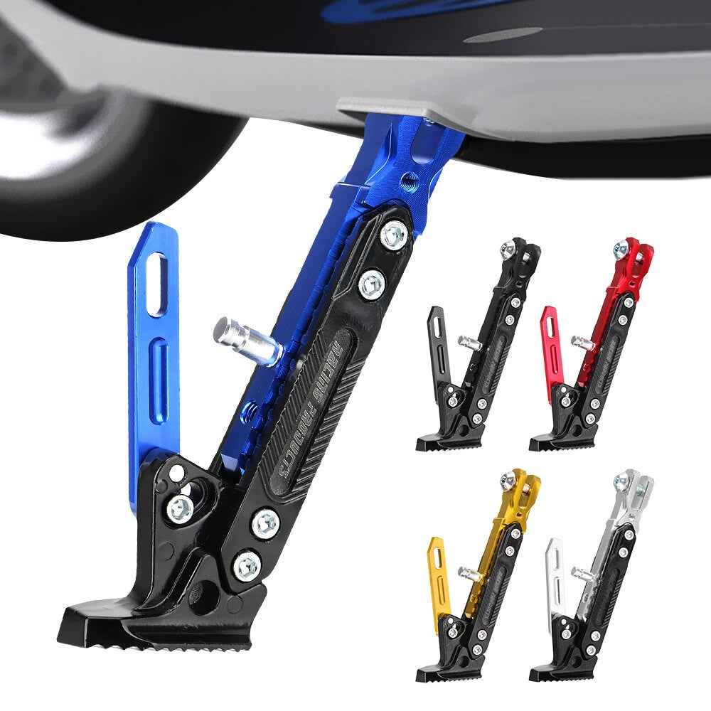 Motorcycle Aluminum Alloy CNC Side Foot Stand Parking Support Adjustable Kickstand - Black