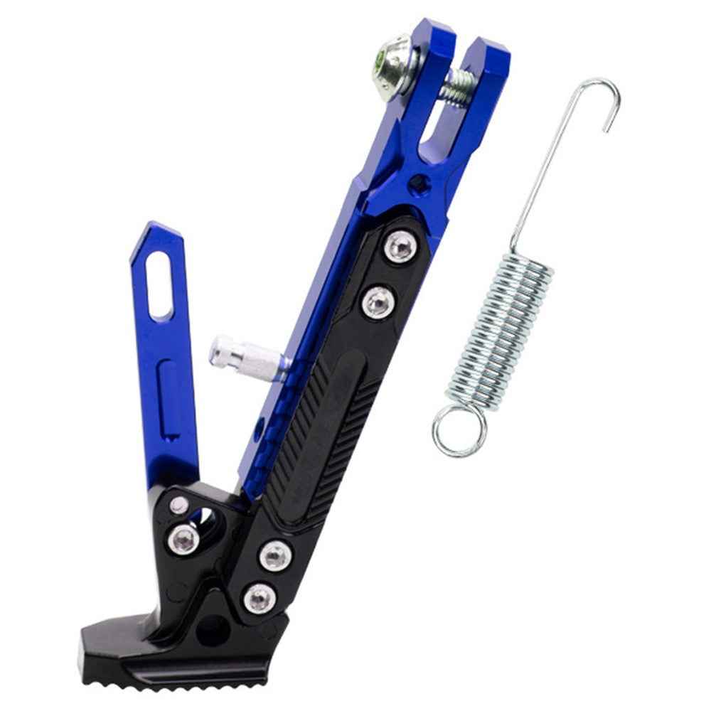 Motorcycle Aluminum Alloy CNC Side Foot Stand Parking Support Adjustable Kickstand - Blue