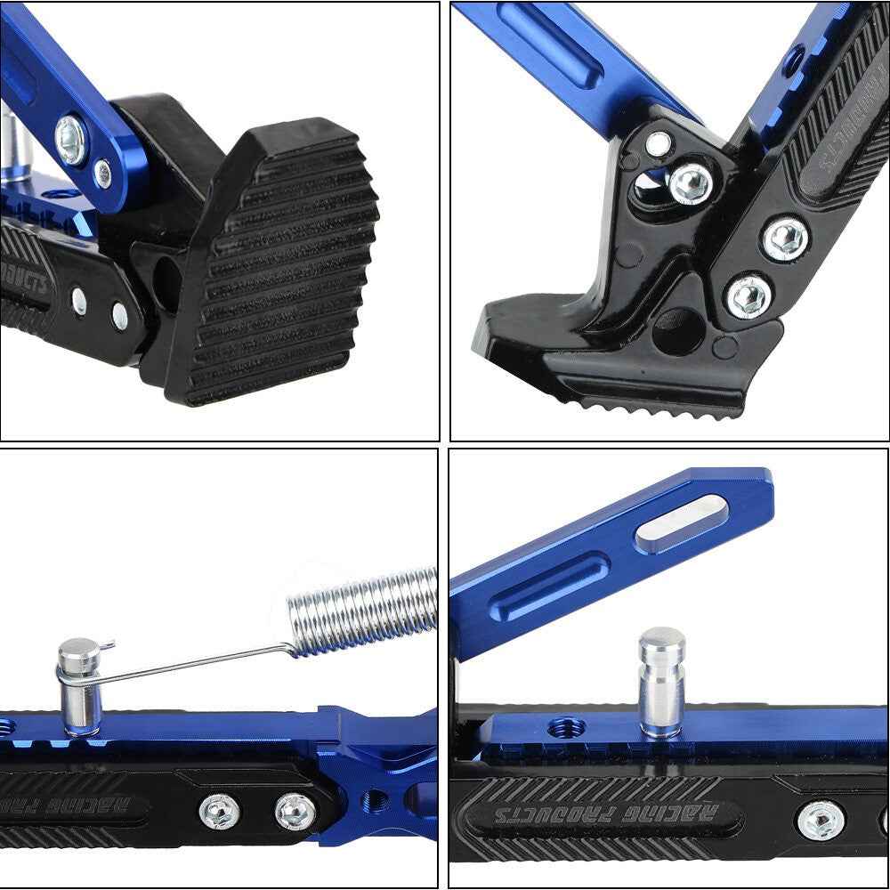 Motorcycle Aluminum Alloy CNC Side Foot Stand Parking Support Adjustable Kickstand - Blue