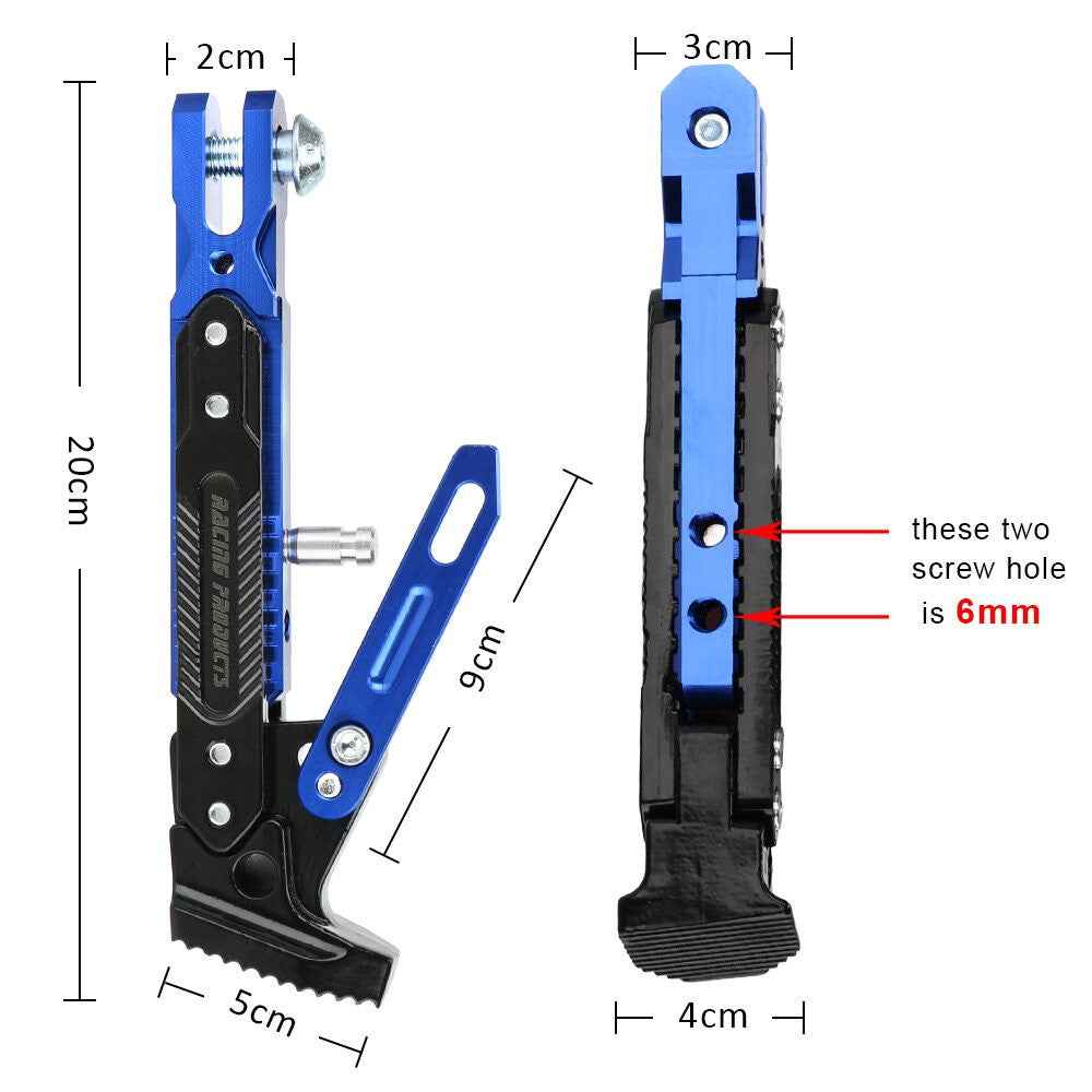 Motorcycle Aluminum Alloy CNC Side Foot Stand Parking Support Adjustable Kickstand - Blue