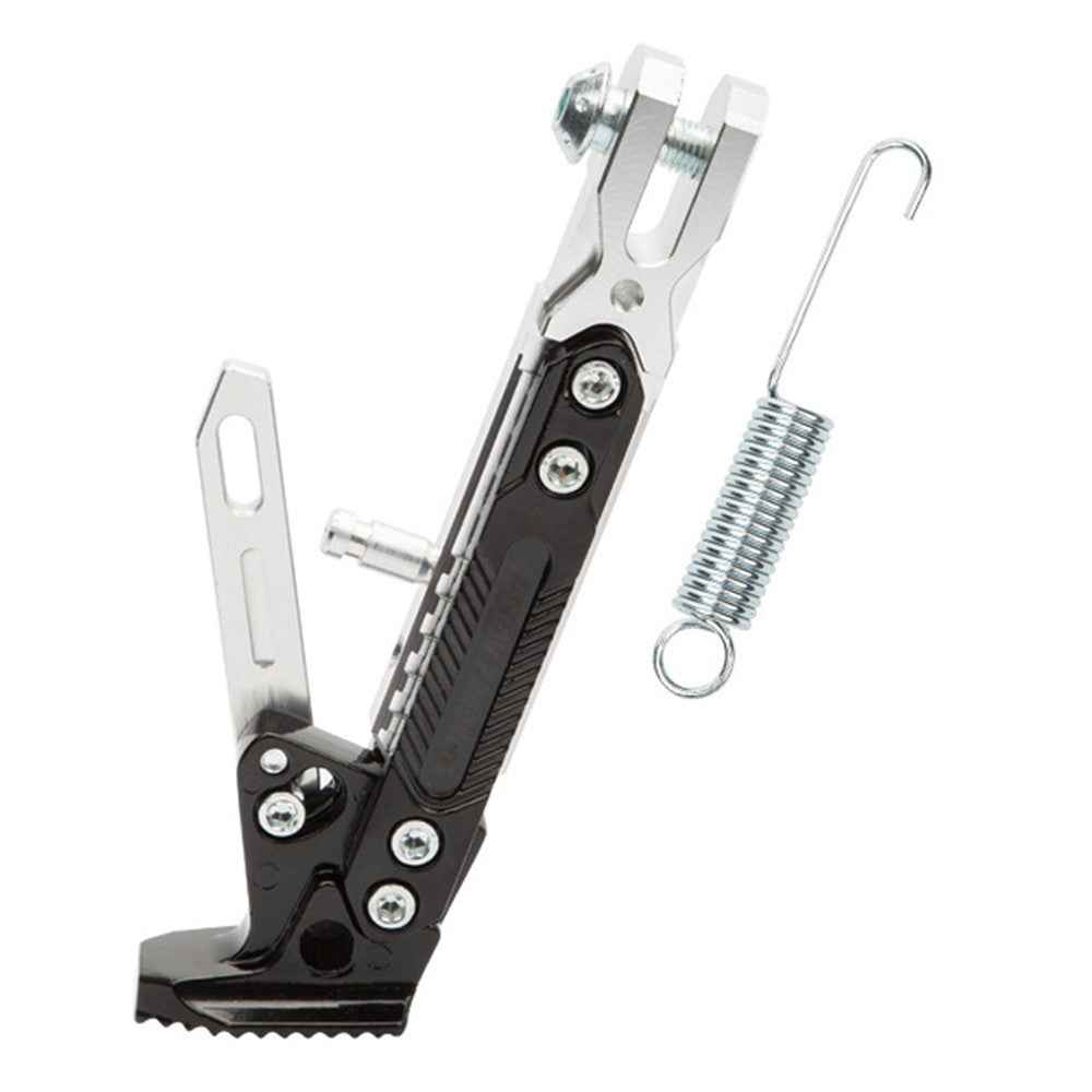 Motorcycle Aluminum Alloy CNC Side Foot Stand Parking Support Adjustable Kickstand - Silver
