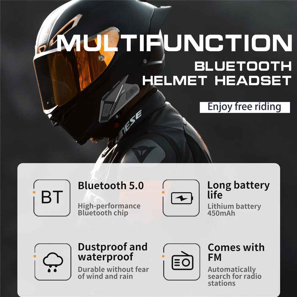 YZ06 Multi-function Bluetooth-compatible Helmet Headset Dust-proof Water-Resistant Wireless Headphone with Stereo Sound/FM Radio for Riding Cycling