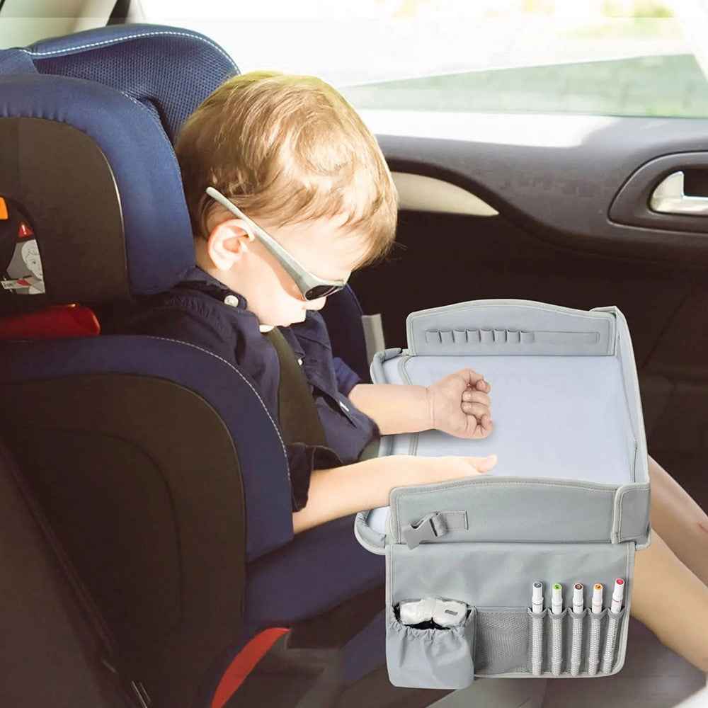 Kids Car Seat Lap Desk Oxford Cloth Travel Tray Drawing Writing Table for Children